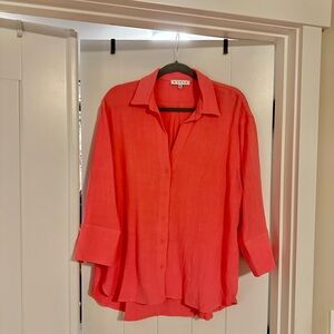 HYFVE Linen Blend Oversized 3/4 Sleeve Button Down Shirt - NWOT